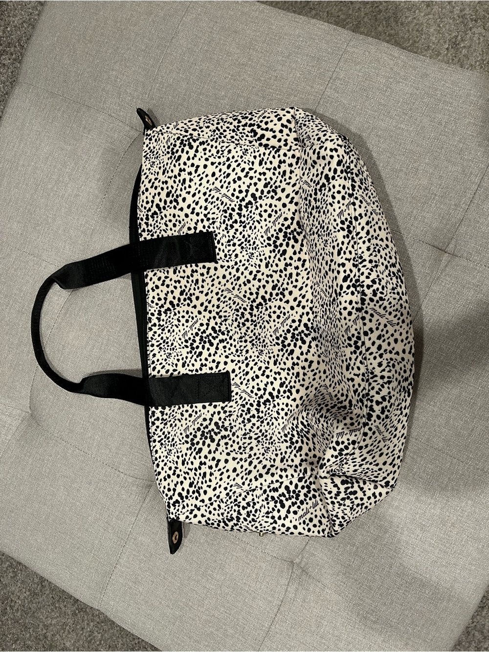 Spotted Canvas Travel Tote Bag - Black & White